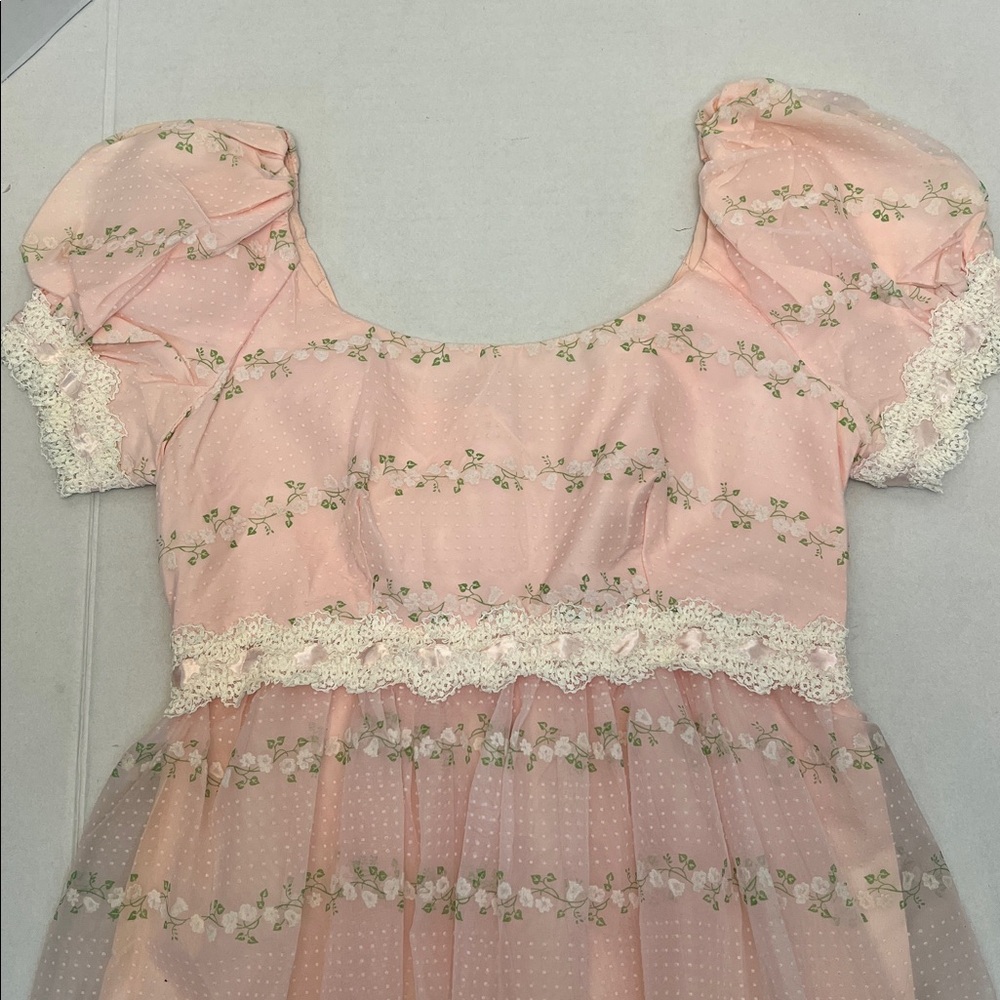 VINTAGE WOMENS REGENCY SWISS DOT LONG MAXI DRESS WITH PUFF SLEEVES SMALL - Picture 8 of 17